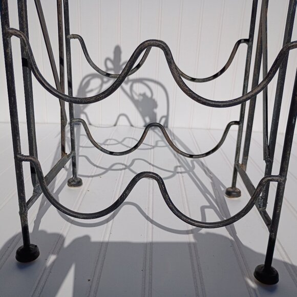 Wrought Iron Wine Rack 6 Bottle Holder Lucite Grape Accents MCM Tuscan Decor Vtg - Picture 9 of 16